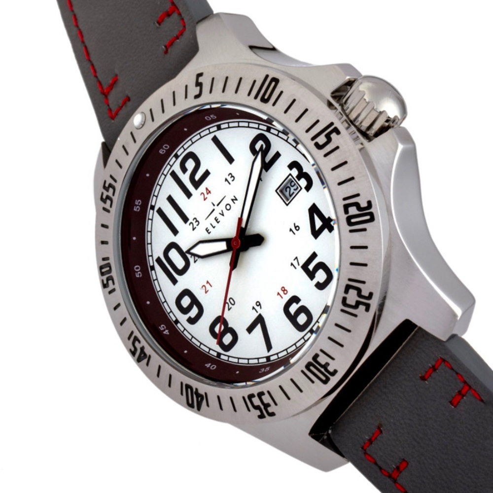 ELEVON AVIATOR LEATHER-BAND WATCH W/DATE NIB